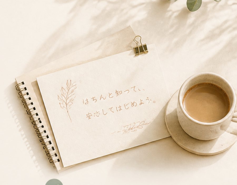 開いたノートとコーヒーカップ